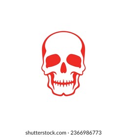 Danger Red Skull Logo of Cranium face Clipart vector, Calavera head symbol, halloween bone icon, skeleton tattoo. isolated on white background.