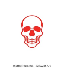 Danger Red Skull Logo of Cranium face Clipart vector, Calavera head symbol, halloween bone icon, skeleton tattoo. isolated on white background.