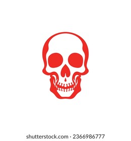 Danger Red Skull Logo of Cranium face Clipart vector, Calavera head symbol, halloween bone icon, skeleton tattoo. isolated on white background.