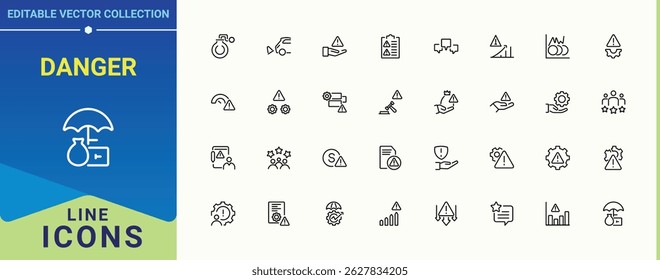Danger related icon set. Contains related to strategy, hazard, prevention, safety and more. Risk icon. Modern vector illustration. Vector collections.