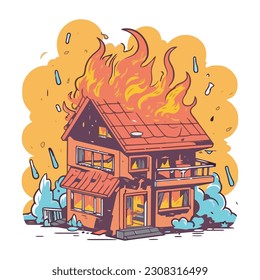 danger in residential district, inferno destruction isolated