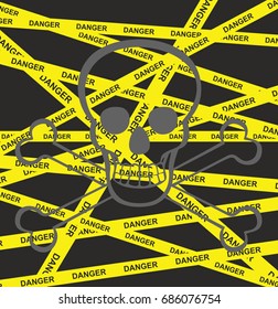 Danger Ribbons Set - death's-head vector