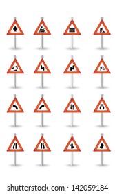 danger road sign set