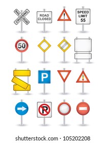 danger road signs set