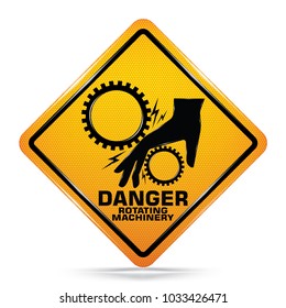 Danger Rotating Machinery Symbol, Yellow Warning Dangerous icon on white background, Attracting attention Security First sign, Idea for, graphic, web design, Vector, EPS10.