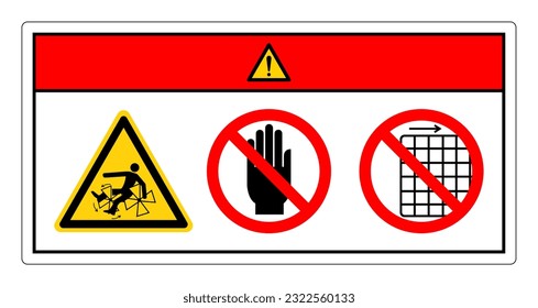 Las palas giratorias de peligro aplastarán o amputarán No tocarán ni eliminarán el símbolo de protección, la ilustración del vector, el aislamiento de la etiqueta de fondo blanco .EPS10