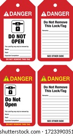 Danger Safety Tag Do Not Open Do Not Remove This Lock