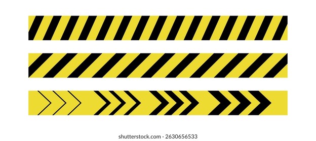 Danger safety tape with police line markings. Restricted zone and hazard warning ribbon. Flat vector illustration isolated on white background.