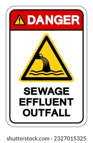 Danger Sewage Effluent Outfall Symbol Sign, Vector Illustration, Isolate On White Background Label .EPS10