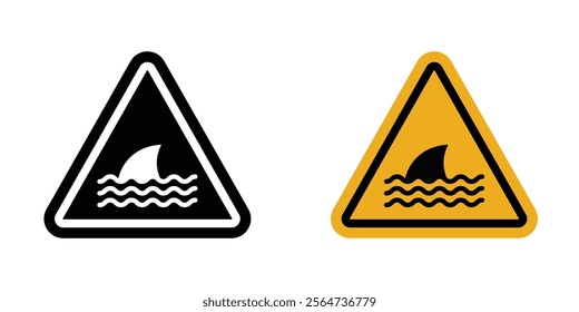 Danger of shark sign vectors in flat syle