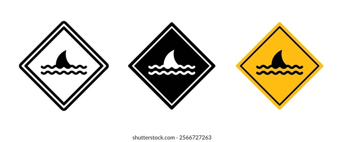 Danger of shark signs vector collection pack