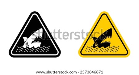 Danger of shark signs vector set