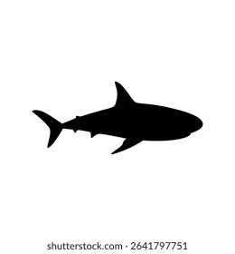 danger shark silhouette black isolated with white background. animal symbol. vector graphics