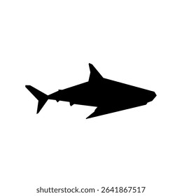 danger shark silhouette black isolated with white background. animal symbol. vector graphics