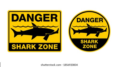 Danger Shark Zone - Beware of sharks - caution attention sign for dangerous beach territory - predatory fish bit off a human leg