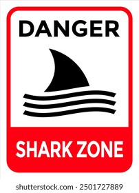 danger shark zone red sign, vector illustration 