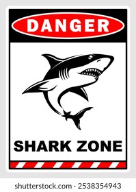 danger shark zone sign do not swim poster labels printable plaque for beach ocean template design 