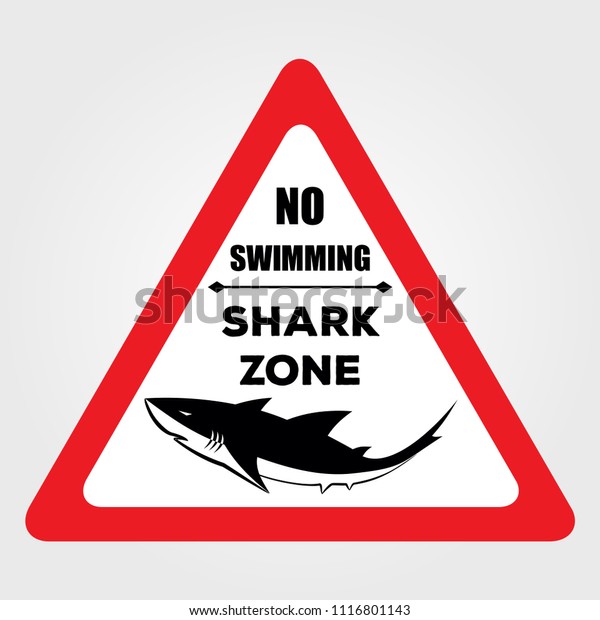 Danger Shark Zone Sign Vector Illustration Stock Vector Royalty Free