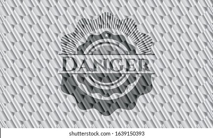Danger shiny silver emblem. Scales pattern. Vector Illustration. Detailed.