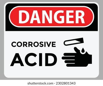 danger sign, acid or corrosive, danger, hand, vector illustration 