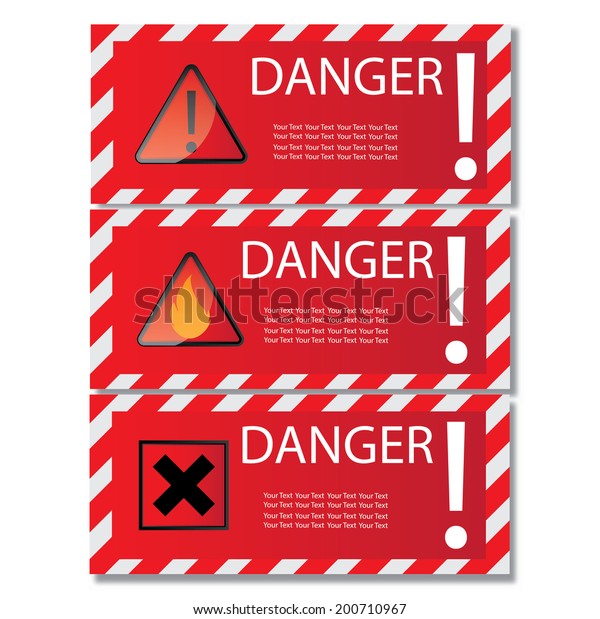 Danger Sign Banner Warning Text Isolated Stock Vector (Royalty Free ...