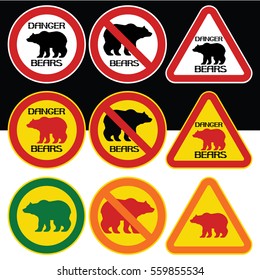 Danger sign bears.
Caution information security posters yellow and black color.