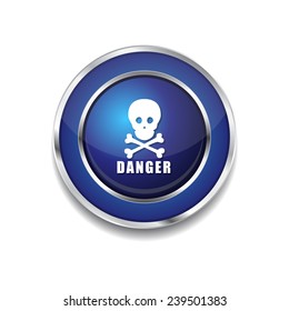 Danger Sign Blue Vector Icon Button
