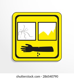 Danger sign. Broken glass. Vector icon.