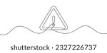 Danger Sign Caution, Stop Alert Attention Continuous One Line Illustration. Warning Alarm Points Sign Danger. Warning: Potential Hazard Ahead! Enhance Safety with our Striking Continuous Line Vector