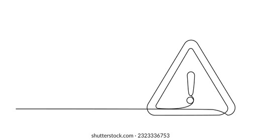 Danger Sign Caution, Stop Alert Attention Continuous One Line Illustration. Warning Alarm Points Sign Danger. Warning: Potential Hazard Ahead! Enhance Safety with our Striking Continuous Line Vector