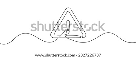 Danger Sign Caution, Stop Alert Attention Continuous One Line Illustration. Warning Alarm Points Sign Danger. Warning: Potential Hazard Ahead! Enhance Safety with our Striking Continuous Line Vector