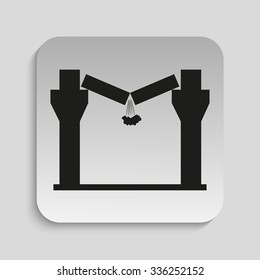 Danger sign. The collapse of the ceiling. Vector icon.