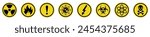  Danger sign collection, Warning Symbol set.,Atomic Danger Icon, Nuclear Radiation Icon, Toxic icons .Vector Illustration
