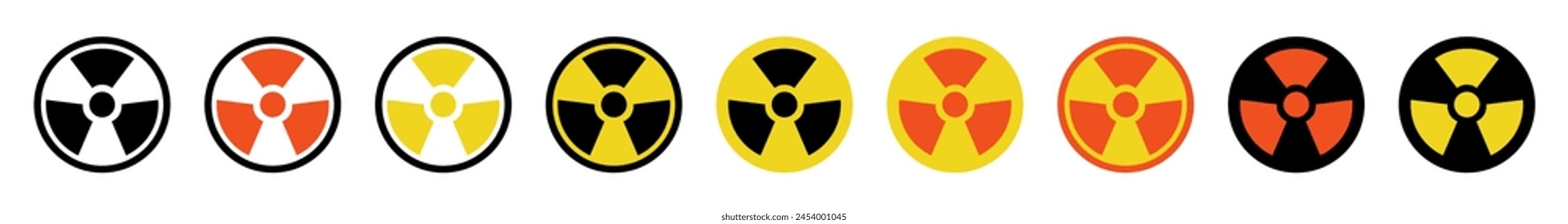  Danger sign collection, Warning Symbol set.,Atomic Danger Icon, Nuclear Radiation Icon, Toxic icons .Vector Illustration