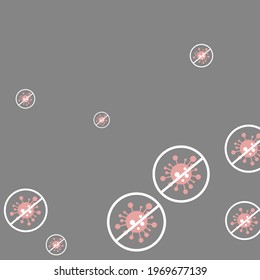 Danger Sign Coronavirus Pandemic Silver Stop Covid Sick Backdrop. Healthcare Gray Restrictions Grey Negative Asian Flue Epidemic Vector. Covid-19 Forbidden Red Test Quarantine Virus Illustration.