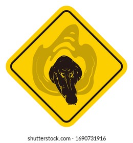 Señal de peligro con símbolo de cocodrilo. Ilustración vectorial sobre fondo blanco.