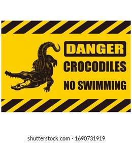 A danger sign with crocodile symbol. Vector illustration on white background.