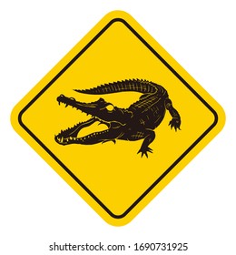 A danger sign with crocodile symbol. Vector illustration on white background.