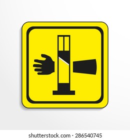 Danger sign. Cutting equipment. Vector icon.