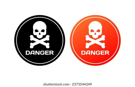 Danger sign. Different styles, caution signs, Danger sign, skeleton icons. Vector icons