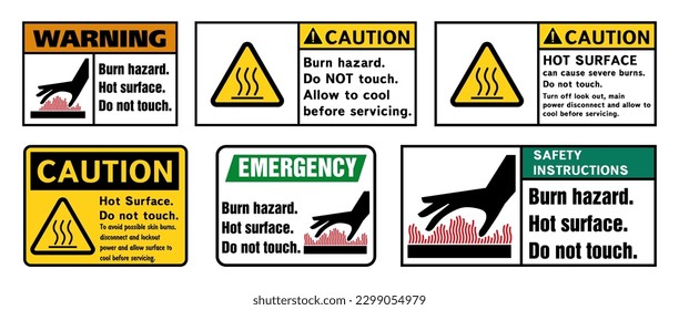 Danger sign, do not touch hot surface sign. Vector illustration. ESP 10.