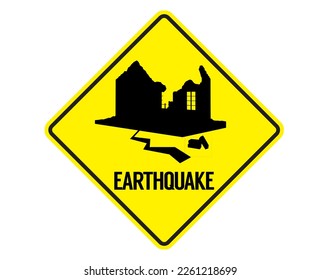 Danger sign, earthquake warning sign, vector