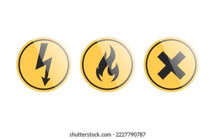 Danger sign, Electricity sign, flame sign, Dangerous sign