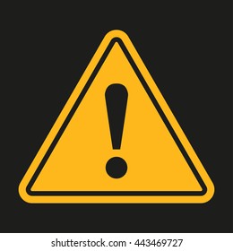 Danger sign. Exclamation point on a black background. Vector illustration