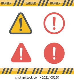 Danger sign flat design. Caution error icon.