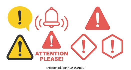 Peligro firmar diseño plano. Icono de error de precaución.