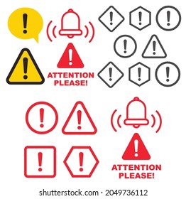 Danger sign flat design. Caution error icon.