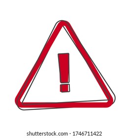Peligro firmar icono plano sobre fondo blanco. Símbolo vectorial de atención con precaución. Anuncio de peligro de exclamación atención estilo de caricatura sobre fondo blanco aislado.