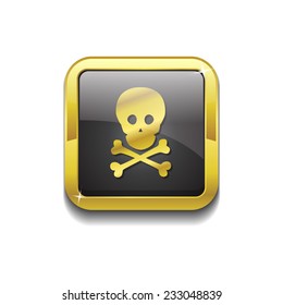 Danger Sign Gold Vector Icon Button