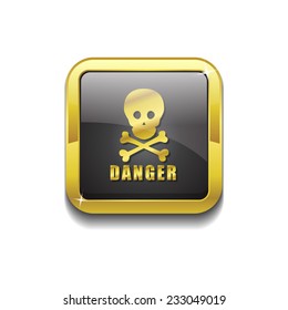 Danger Sign Gold Vector Icon Button